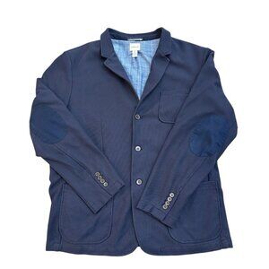 GH Bass Casual Blazer Jacket Men’s Size XL Cotton Blend Navy Elbow Patches